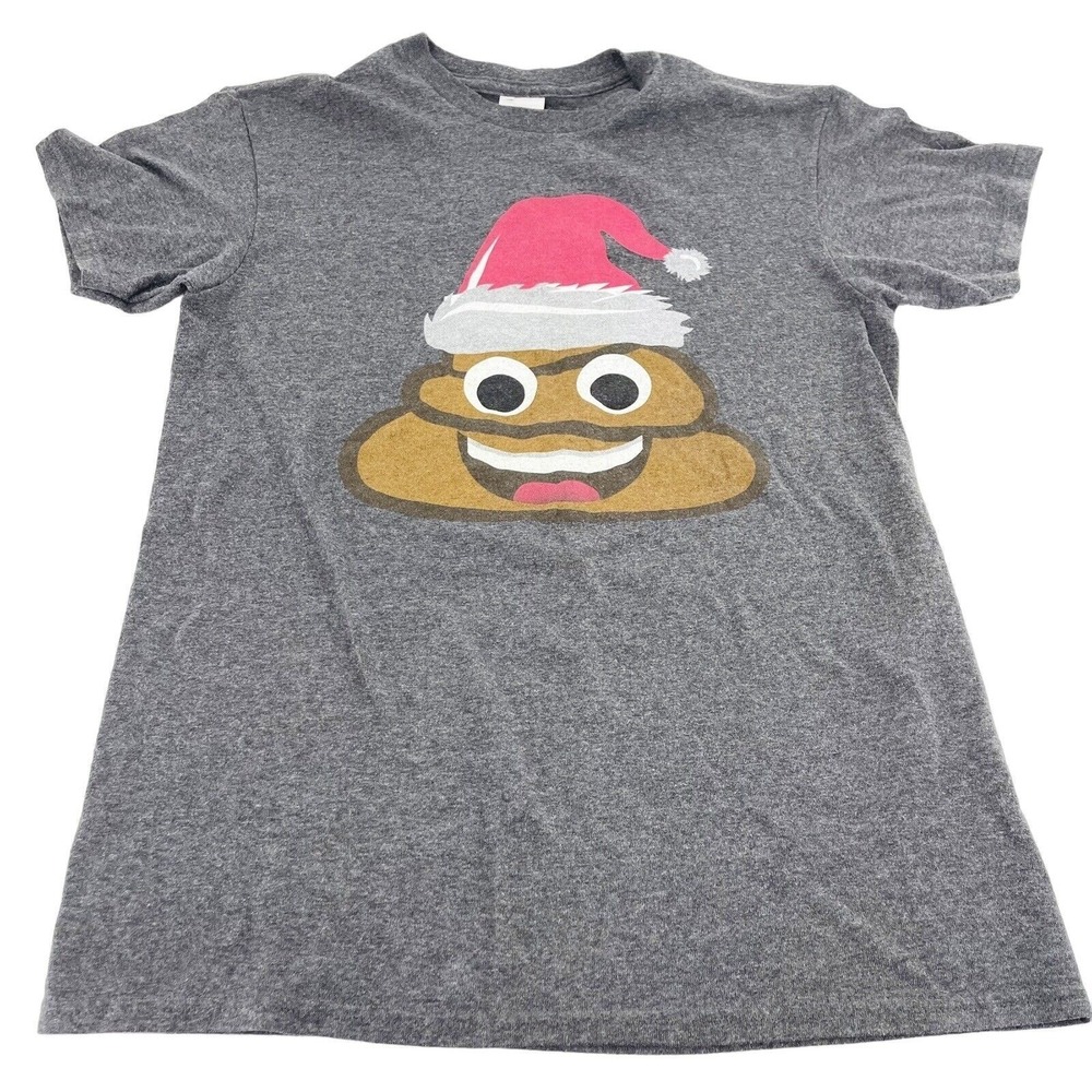 Gray Delta Pro Weight T-Shirt Santa Poop Emoji Graphic Small Humorous Christmas